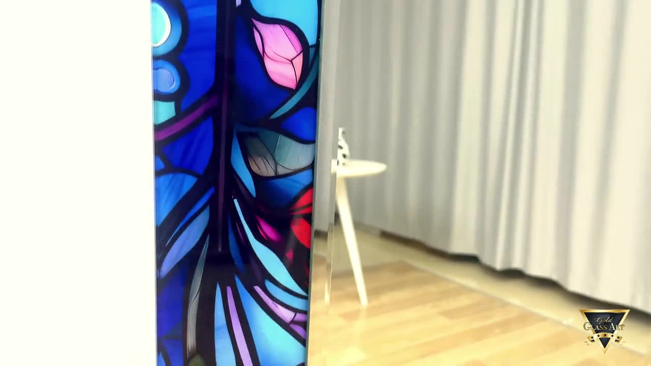 ステンドグラス風の花柄ミラー：手作りのボヘミアンシックな壁飾り